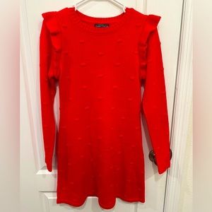 CRYSTAL DOLL Long Sleeve Ruffle Mini Dress